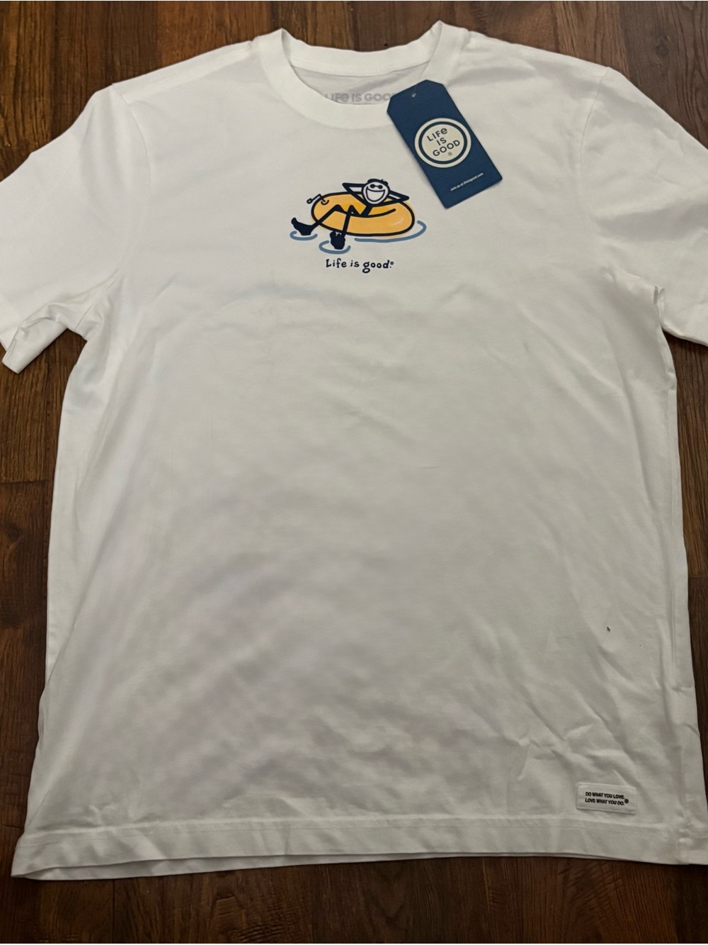 NEW LIFE IS GOOD Men's Crusher Short Sleeve INNER TUBE JAKE Sz MED White T-shirt